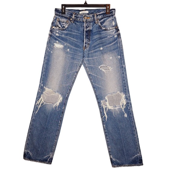 Moussy Denim - Moussy Women's Vintage May Tapered Blue 27 Jeans Rigid Cotton Japan Distressed